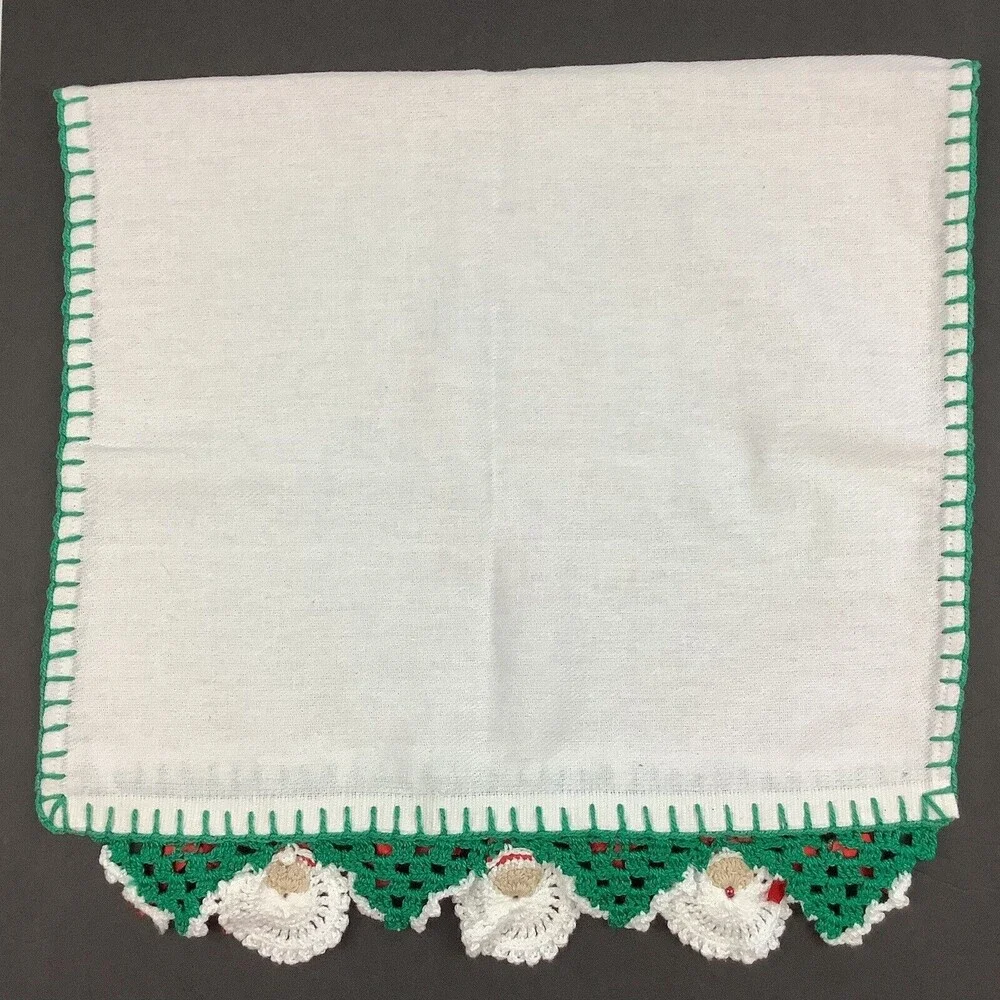 Kitchen Towel Handmade Crochet Runner Christmas Stocking Portuguese 17X32